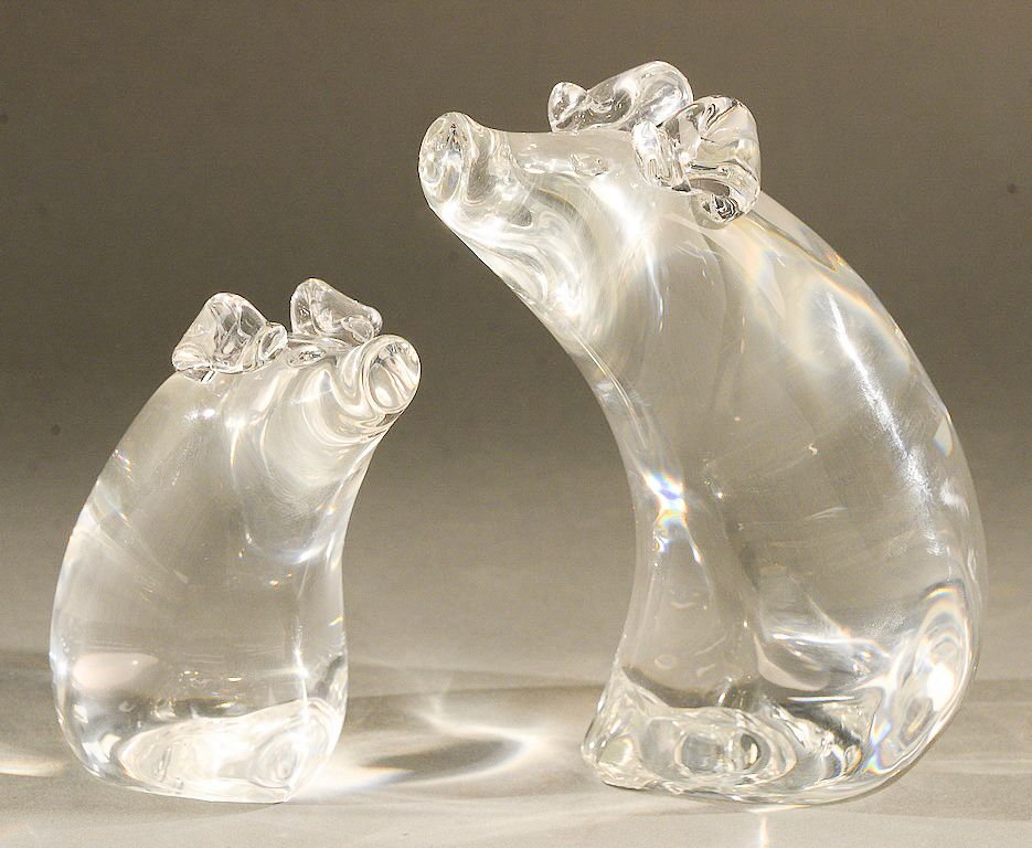 Appraisal: Pair of Steuben glass pig sculptures designed by Lloyd Atkins