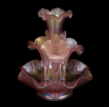 Appraisal: A Fenton Iridescent Epergne Marked Fenton five piece epergne in