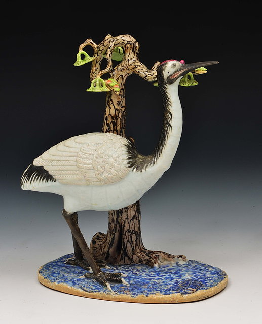 Appraisal: A Chinese porcelain model of a crane th Centurystanding against