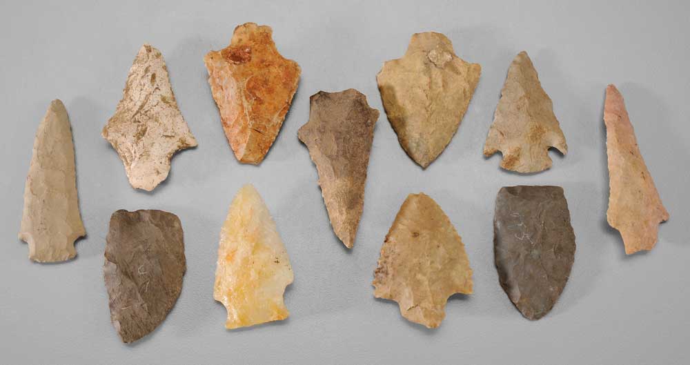 Appraisal: Native American Projectile Points Archaic through Mississippian periods several possibly