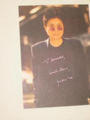 Appraisal: Yoko Ono colour photo signed in pink and inscribed To