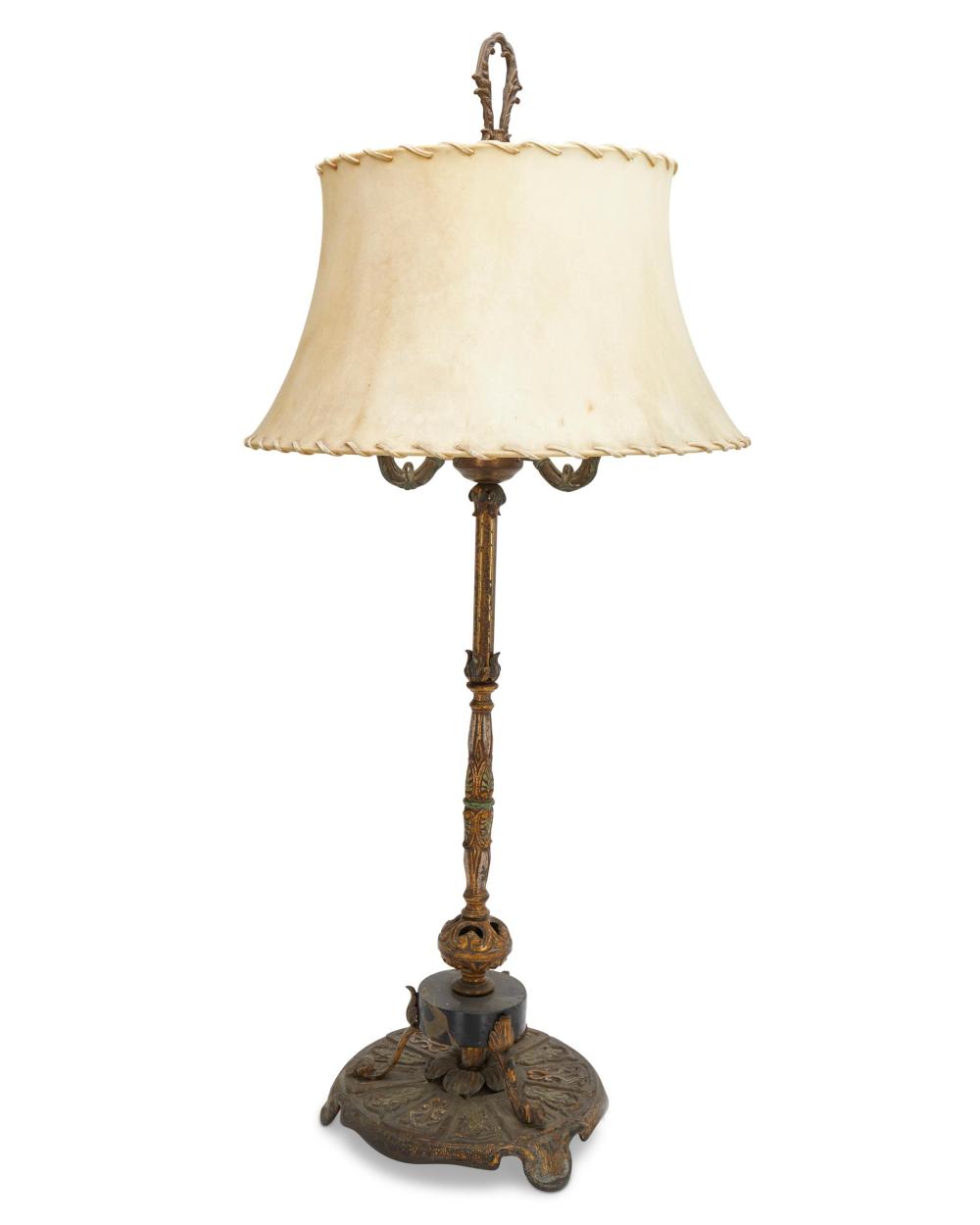 Appraisal: An Art Deco Oscar Bach-style lamp Circa s- s Gilt