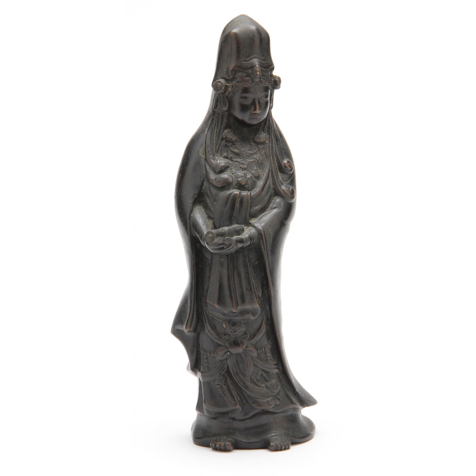 Appraisal: Chinese Bronze Guanyin likely th century unmarked the figure depicted