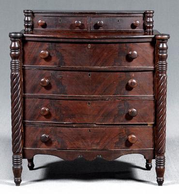 Appraisal: New England Federal mahogany chest figured mahogany veneers and white