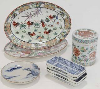 Appraisal: Group of Seven Assorted Asian Plates and Two Platters pair