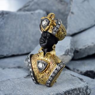 Appraisal: Nardi Blackamoor Brooch Dressed in the characteristic Blackamoor or Moretto