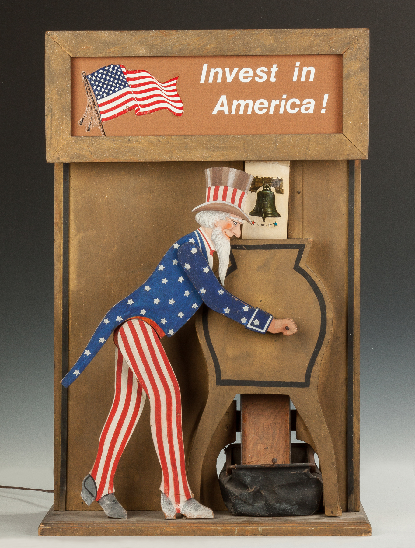 Appraisal: Vintage Uncle Sam Invest in America Automated Bond Display Painted