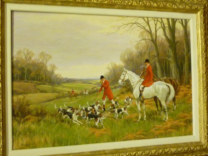 Appraisal: GLYNN WILLIAMS - Fox Hunting Scene oil on board signed