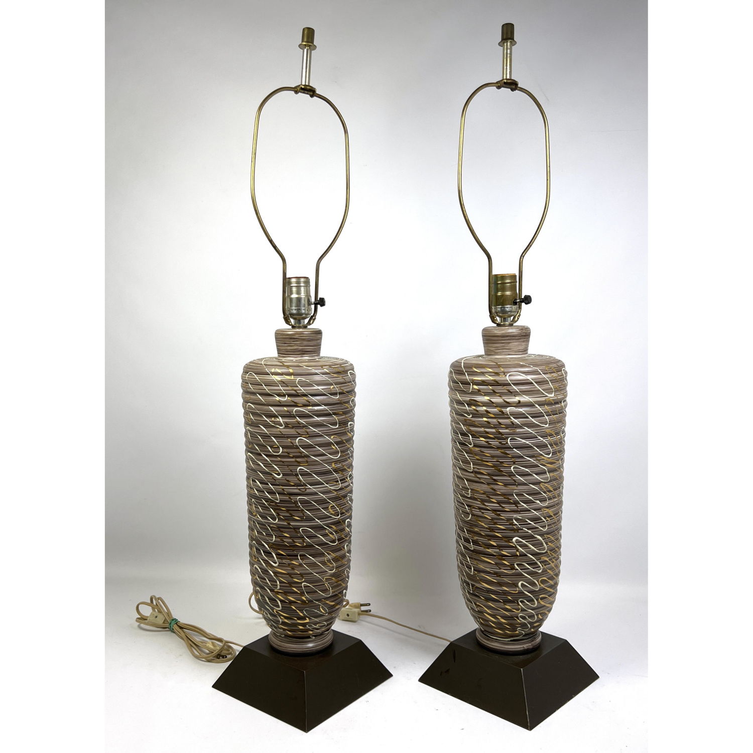 Appraisal: Pair 's Modern Decorated Table Lamps Dimensions H inches W