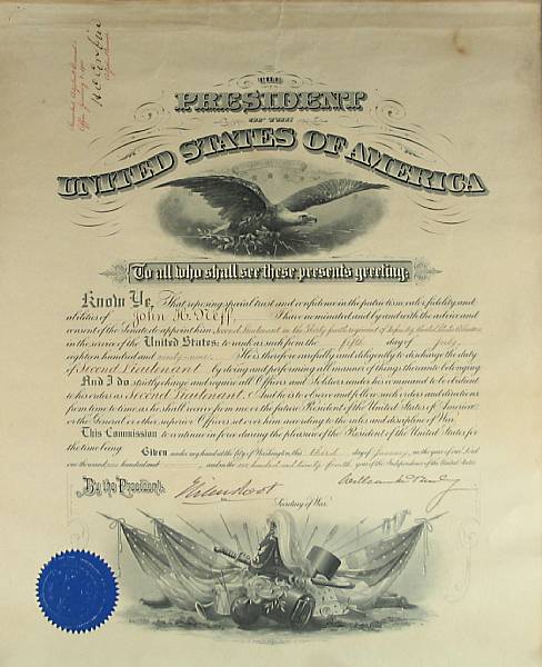 Appraisal: Americana Document Signed William McKinley partially printed and accomplished in