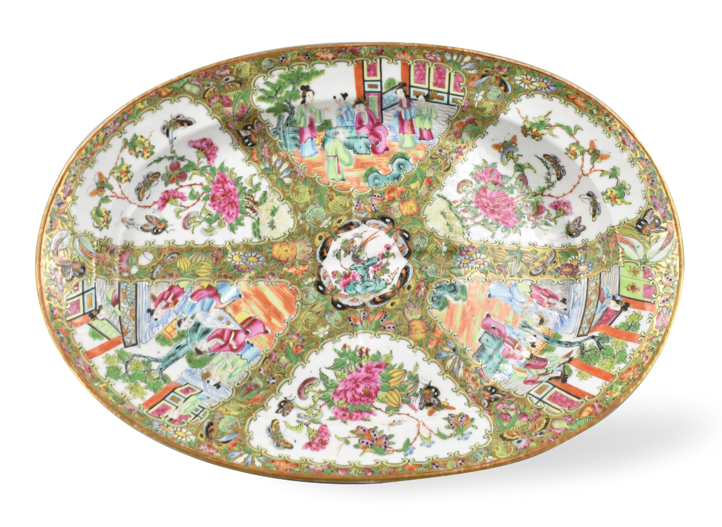 Appraisal: A large Chinese canton glazed shaving plate dating from the