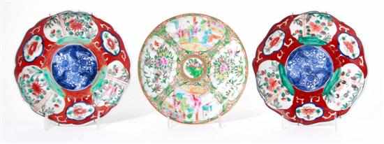 Appraisal: Asian porcelain dishes th century comprising rose medallion soup plate