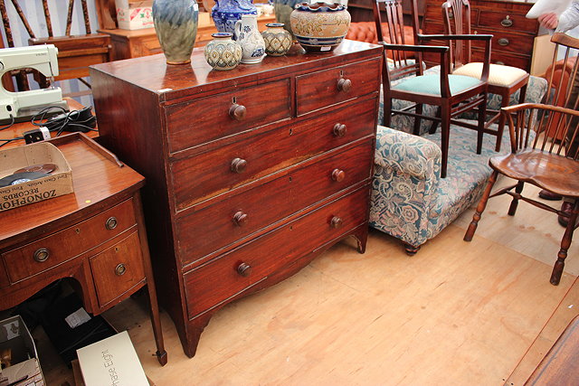 Appraisal: A VICTORIAN MAHOGANY CHEST of two short and three long