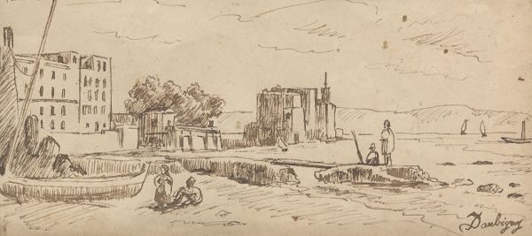 Appraisal: CHARLES FRANCOIS DAUBIGNY FRENCH - x Coastal scene Ink on