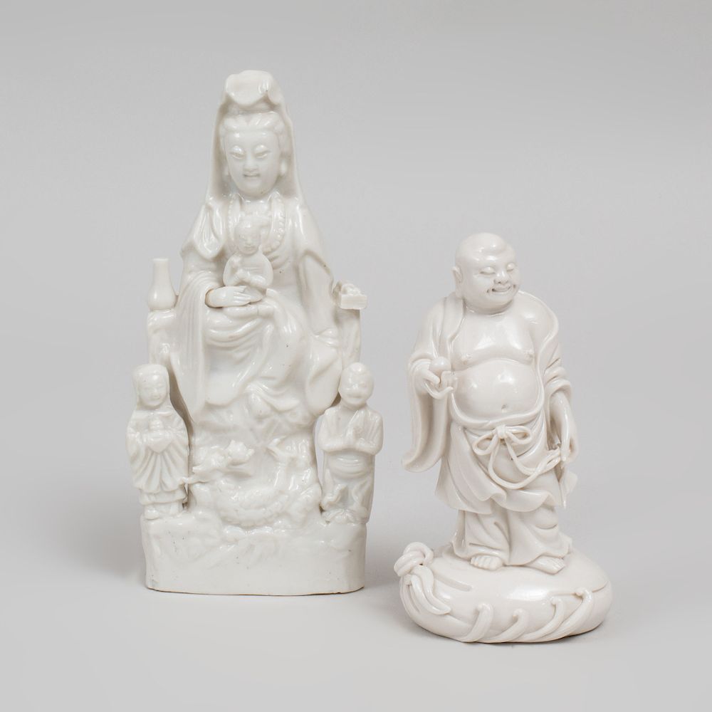 Appraisal: Chinese Dehua Procelain Figure of Guanyin Together with a figure