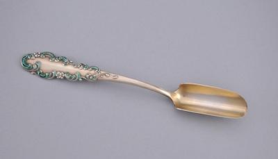 Appraisal: An Enameled Sterling Cheese Scoop by R Blackinton Co A