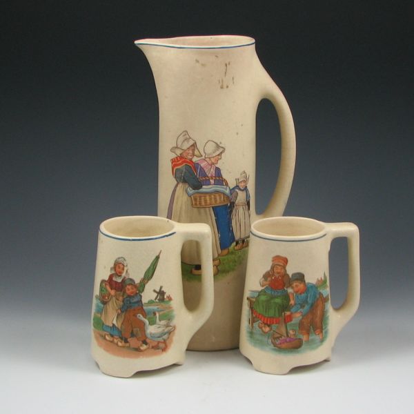 Appraisal: Roseville Dutch Creamware tankard set with two mugs Unmarked Typical