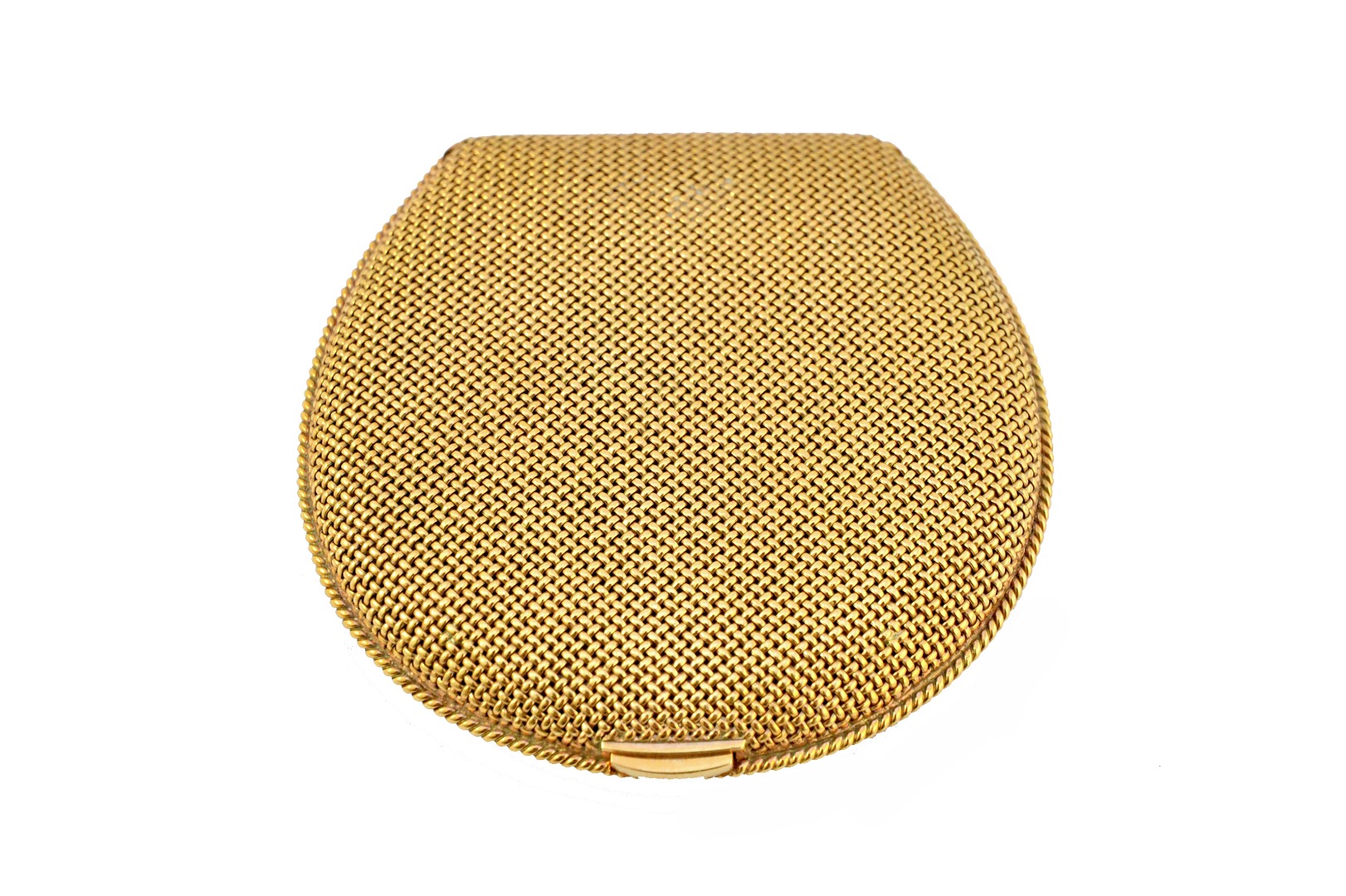 Appraisal: A lady's gold powder compact of woven mesh link form