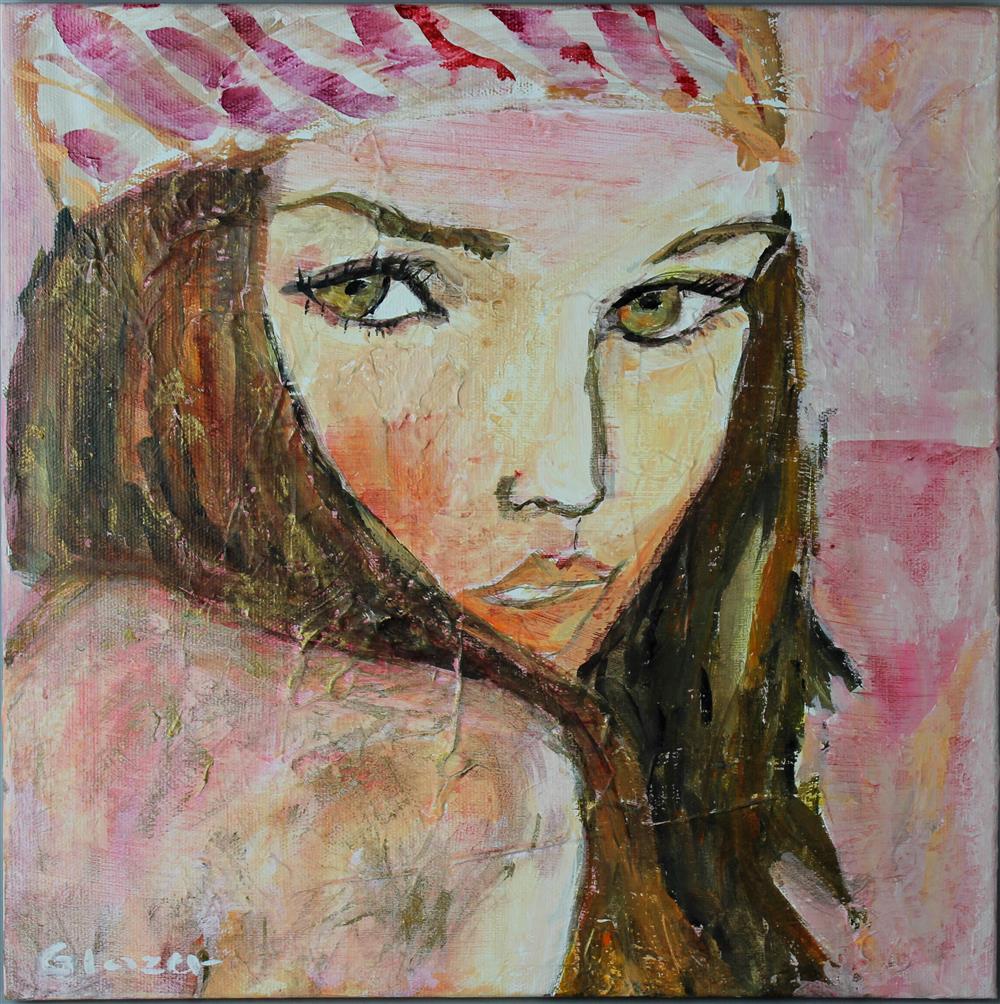 Appraisal: JOANNA EWA GLAZER BELGIAN - GIRL WITH BANDANA Mixed media