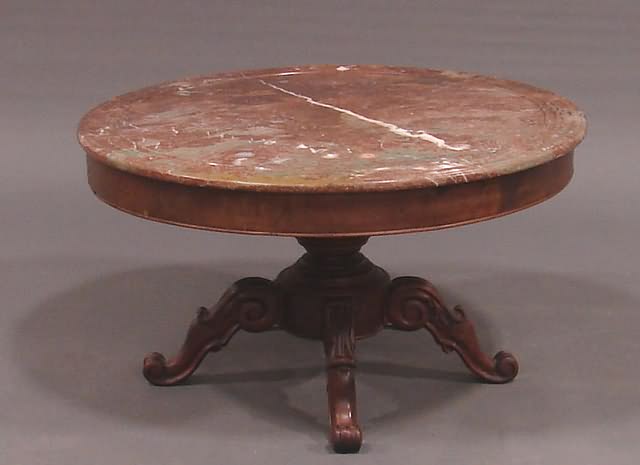 Appraisal: Red-brown green and white marble top with molded edge beehive