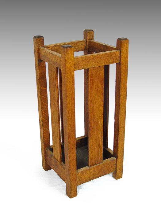 Appraisal: MISSION OAK UMBRELLA STAND '' h x '' square