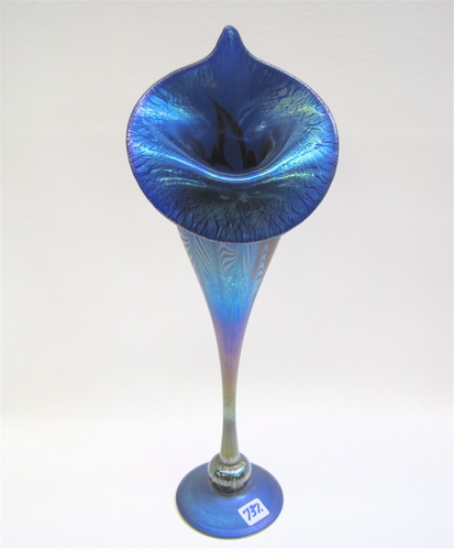 Appraisal: AN ART GLASS JACK-IN-THE-PULPIT FLOWER FORM VASE having an iridescent