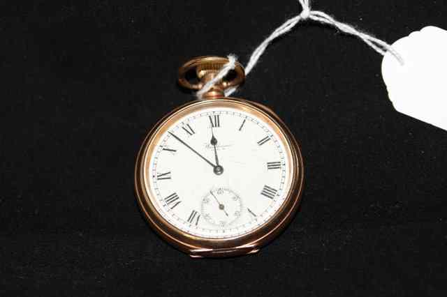 Appraisal: A GENTLEMANS GOLD PLATED POCKET WATCH by Waltham U S