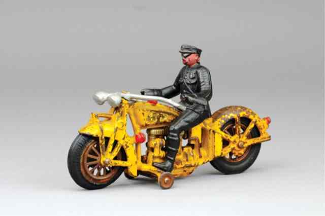 Appraisal: HUBLEY FOUR CYLINDER INDIAN MOTORCYCLE Cast iron painted in yellow