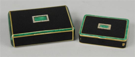 Appraisal: TWO K YELLOW GOLD DIAMOND ONYX AND JADE ENAMELLED LADIES