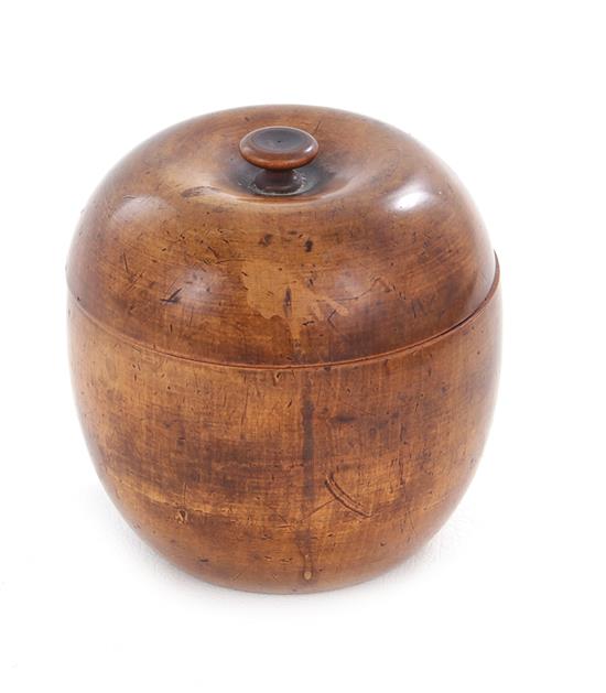 Appraisal: English apple-form tea caddy th century hinged box H Dia