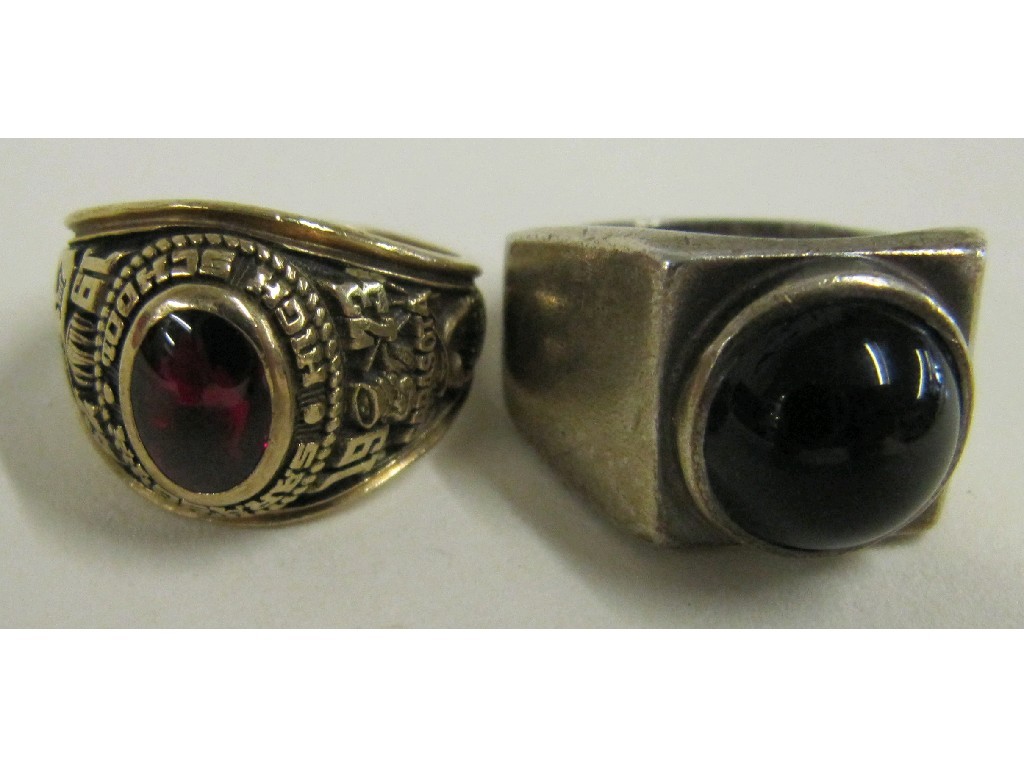 Appraisal: Lot comprising ct gold gem set American college ring and