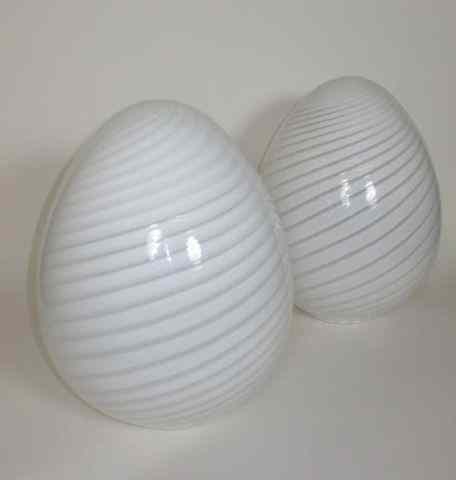 Appraisal: Two Midcentury Blown Glass Egg-Shaped Lamps From a NYC apartment