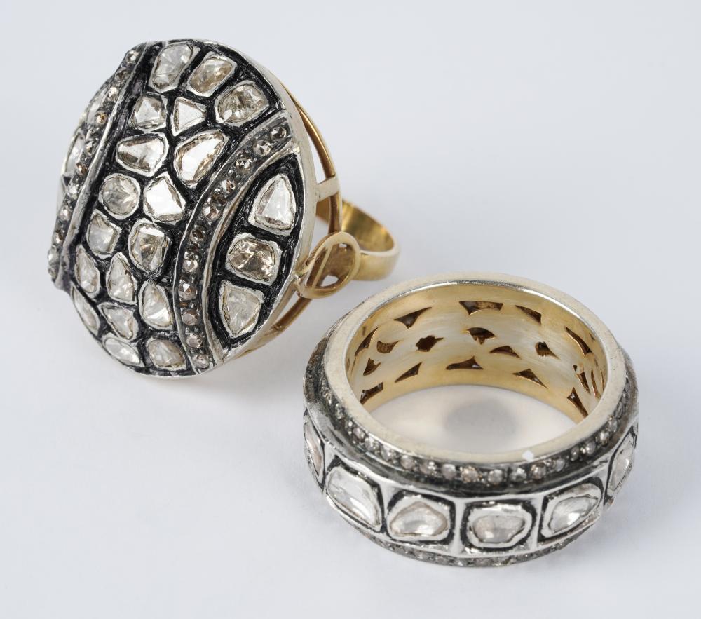 Appraisal: TWO ASSORTED DIAMOND RINGSIncluding a blackened silver and silver gilt