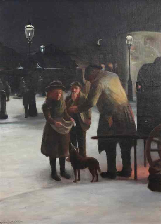 Appraisal: David W Haddon - oil on canvas Street urchins signed