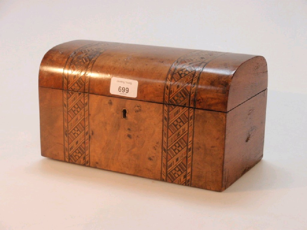 Appraisal: A Victorian Tunbridge inlaid walnut tea caddy cm wide