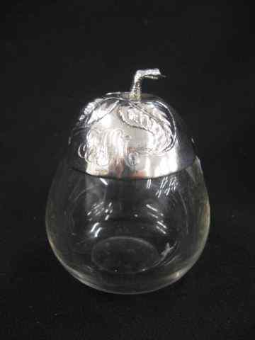 Appraisal: Sterling Silver Crystal Figural Jam Jar pear shaped ''