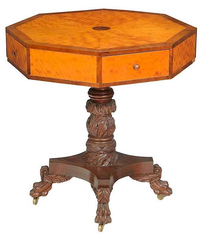 Appraisal: American Classical Carved Pedestal Table attributed to Philadelphia circa segmented