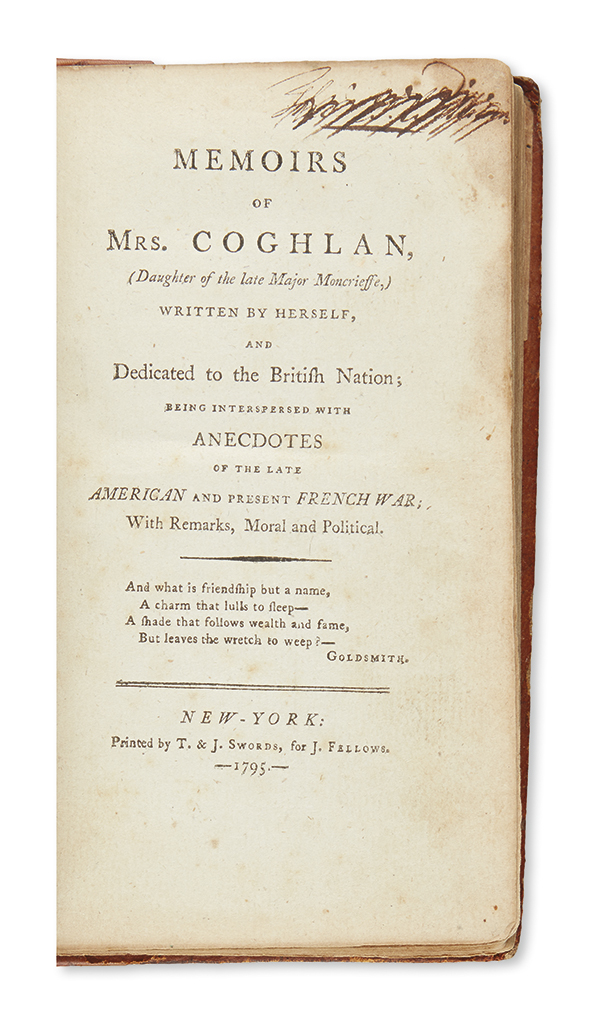 Appraisal: AMERICAN REVOLUTION--HISTORY Coghlan Margaret Memoirs of the Late American and