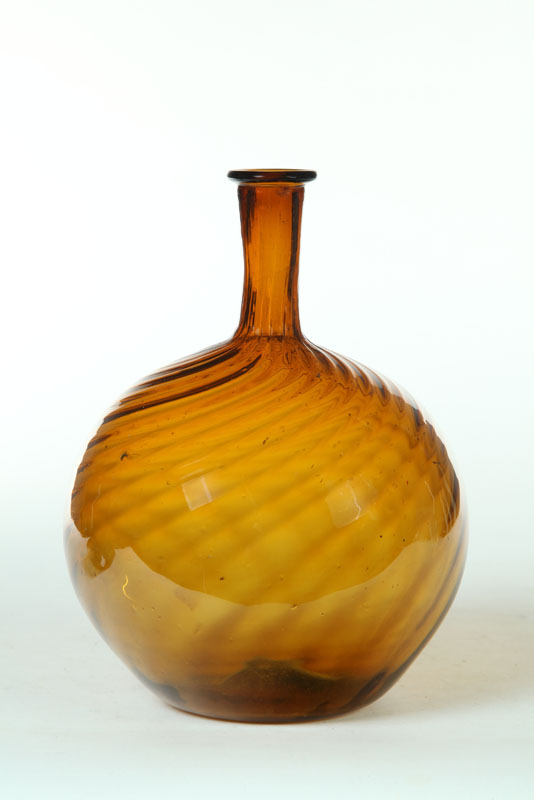 Appraisal: PATTERN MOLDED SWIRL BOTTLE American possibly th century Globular form