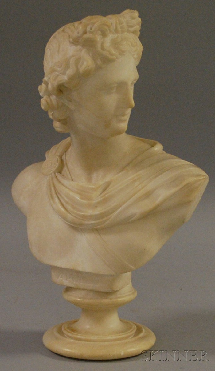 Appraisal: Carved Alabaster Bust of Apollo ht in