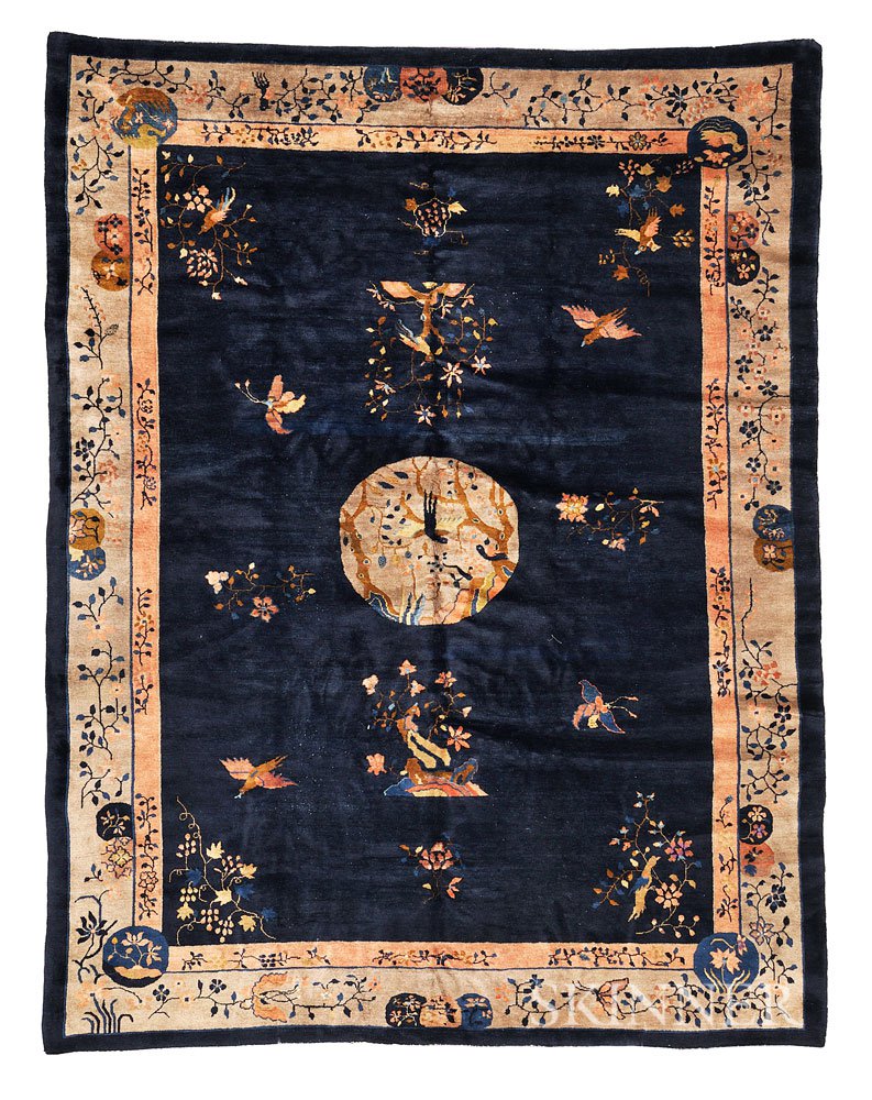 Appraisal: Chinese Carpet c the large center medallion depicting a perched