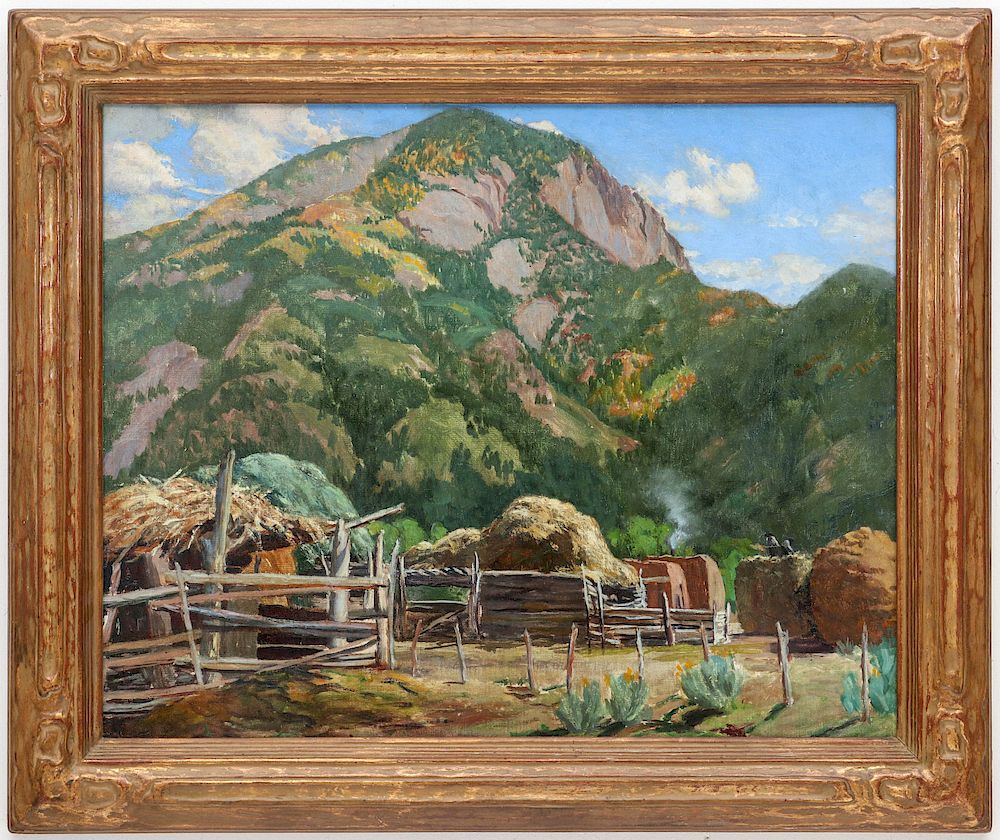 Appraisal: FERN EDIE KNECHT - OIL IN TAOS SCHOOL FRAME Fern