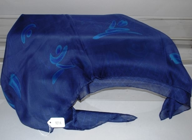 Appraisal: Giorgio Armani blue on blue silk scarf Approx size x