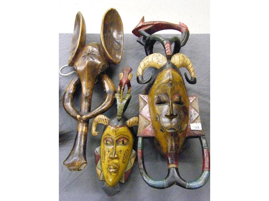 Appraisal: Interesting African painted tribal mask the oval face surmounted by