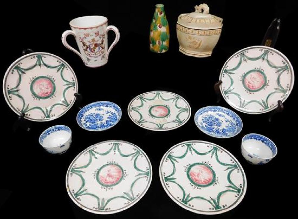 Appraisal: Twelve pieces of English soft-paste plates and hollowware including vessel