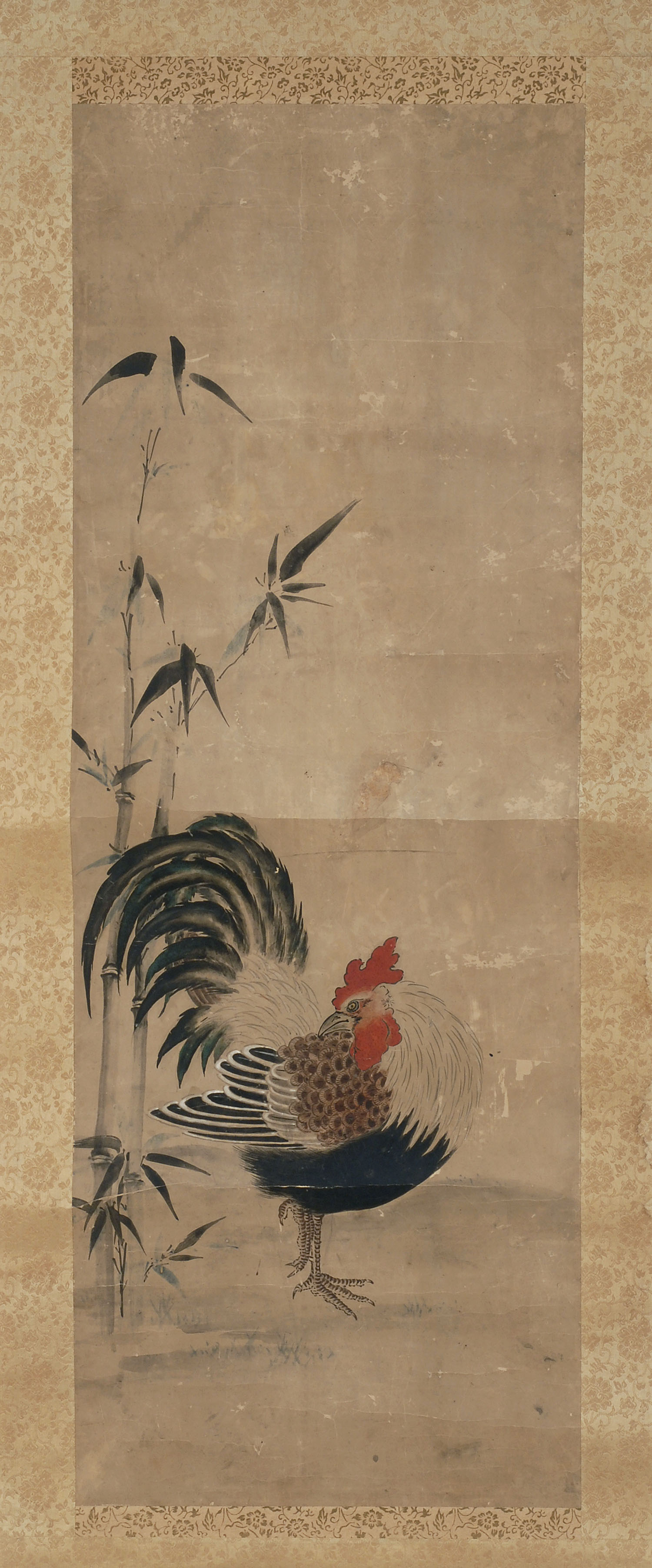 Appraisal: PAIR OF KANO SCHOOL PAINTINGS ON PAPER th CenturyRooster on