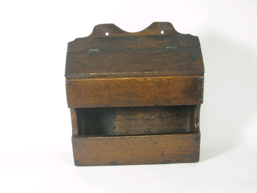 Appraisal: An th Century oak double Candle Box with hinged upper