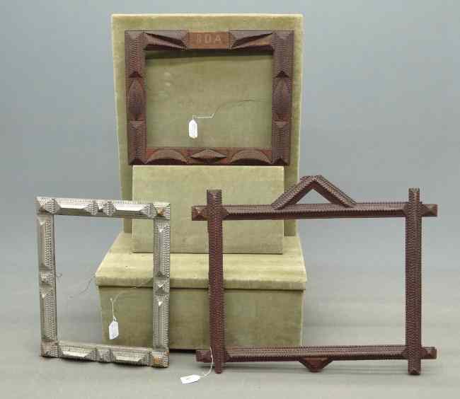 Appraisal: Lot three th c tramp art frames