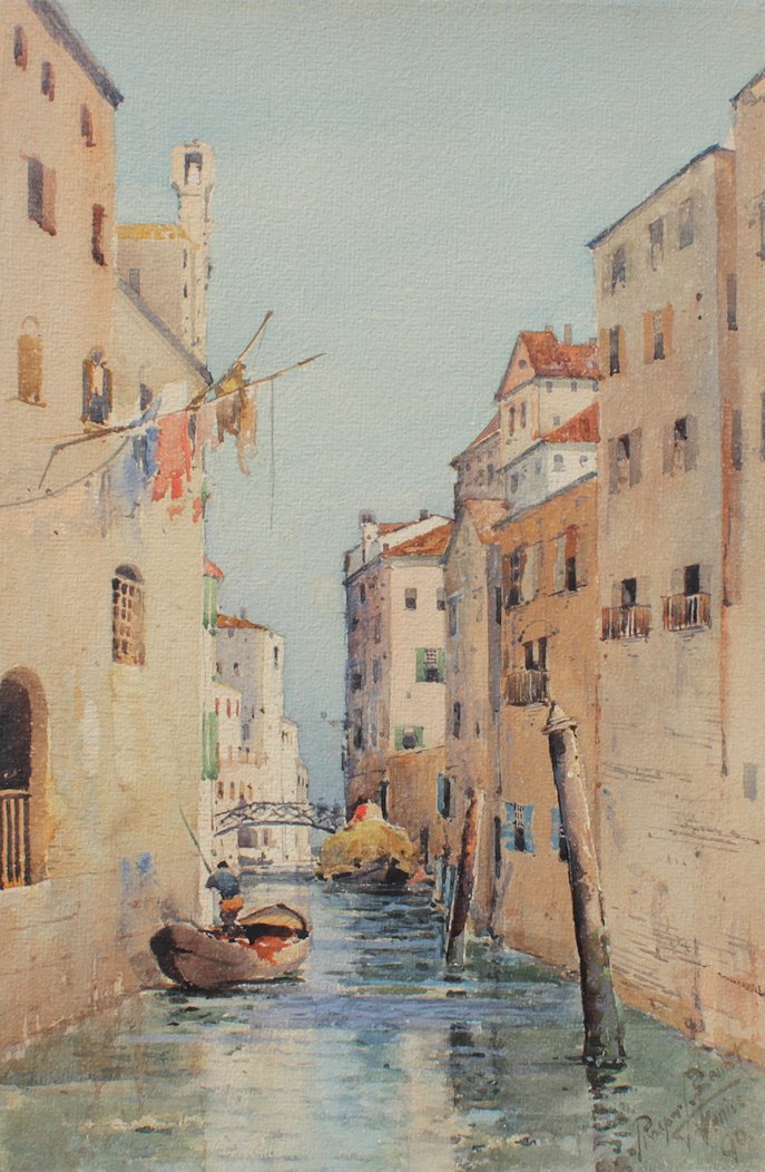 Appraisal: SENAT Prosper American - Canal in Venice Italy Watercolor ''