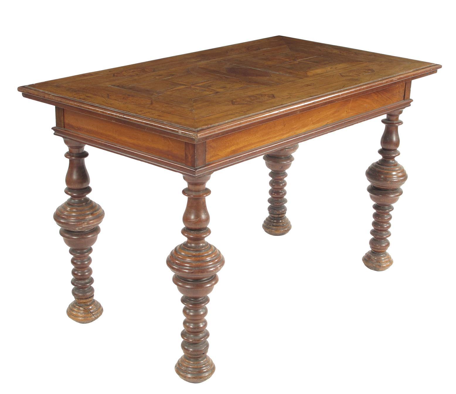 Appraisal: A th century Italian walnut and parquetry centre table